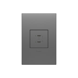 Legrand - ARUSB30PDM4 - Ultra-Fast Plus Power Delivery USB Type-C/C Outlet Module - adorne - Magnesium