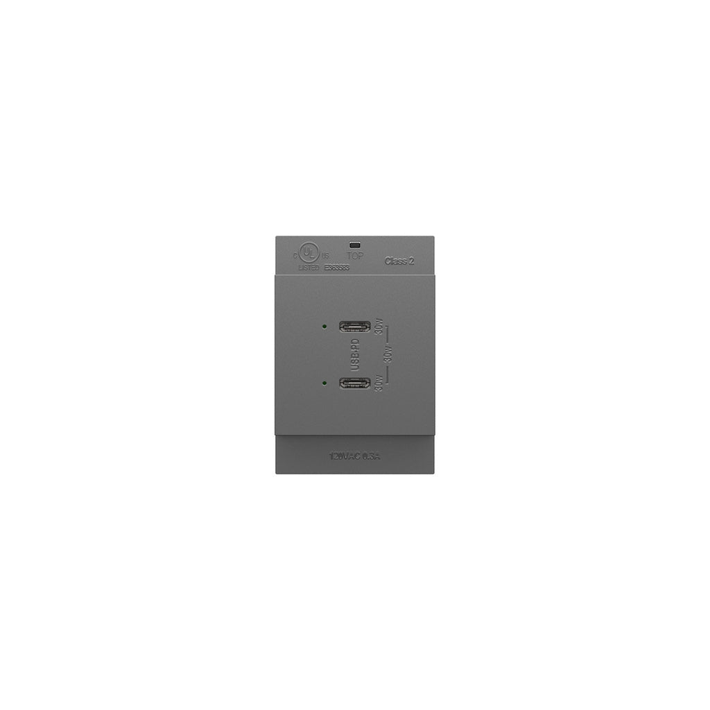 Legrand - ARUSB30PDM4 - Ultra-Fast Plus Power Delivery USB Type-C/C Outlet Module - adorne - Magnesium