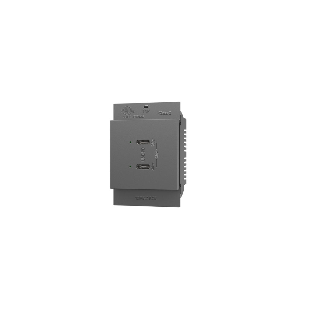 Legrand - ARUSB30PDM4 - Ultra-Fast Plus Power Delivery USB Type-C/C Outlet Module - adorne - Magnesium