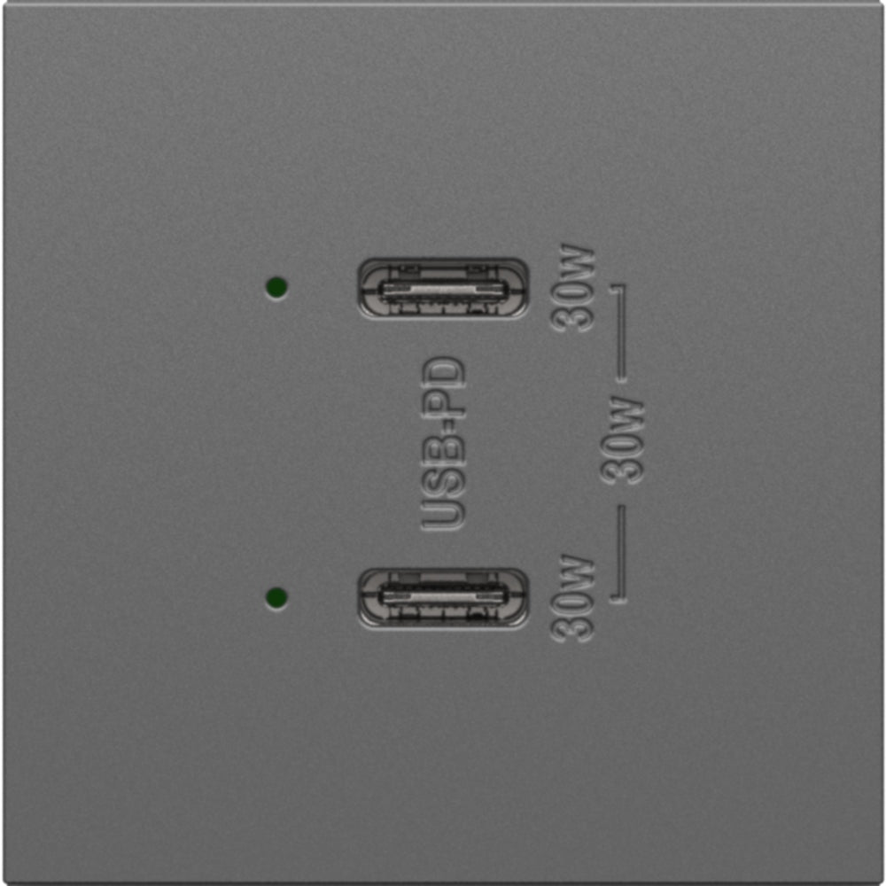 Legrand - ARUSB30PDM4 - Ultra-Fast Plus Power Delivery USB Type-C/C Outlet Module - adorne - Magnesium