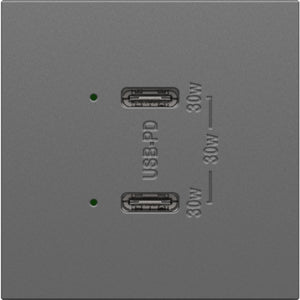 Legrand - ARUSB30PDM4 - Ultra-Fast Plus Power Delivery USB Type-C/C Outlet Module - adorne - Magnesium