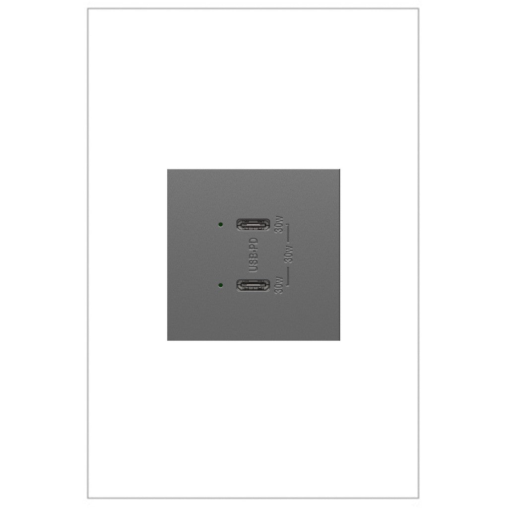 Legrand - ARUSB30PDM4 - Ultra-Fast Plus Power Delivery USB Type-C/C Outlet Module - adorne - Magnesium