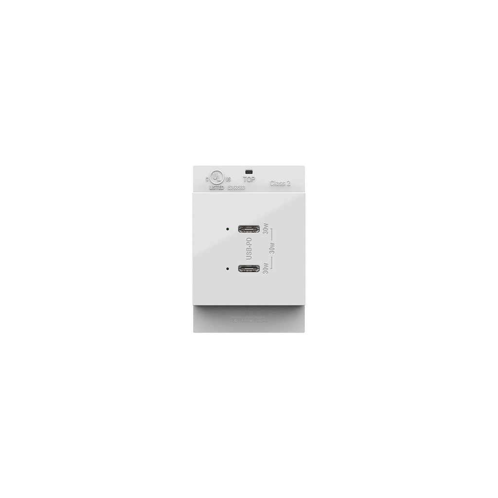 Legrand - ARUSB30PDW4 - Ultra-Fast Plus Power Delivery USB Type-C/C Outlet Module - adorne - White