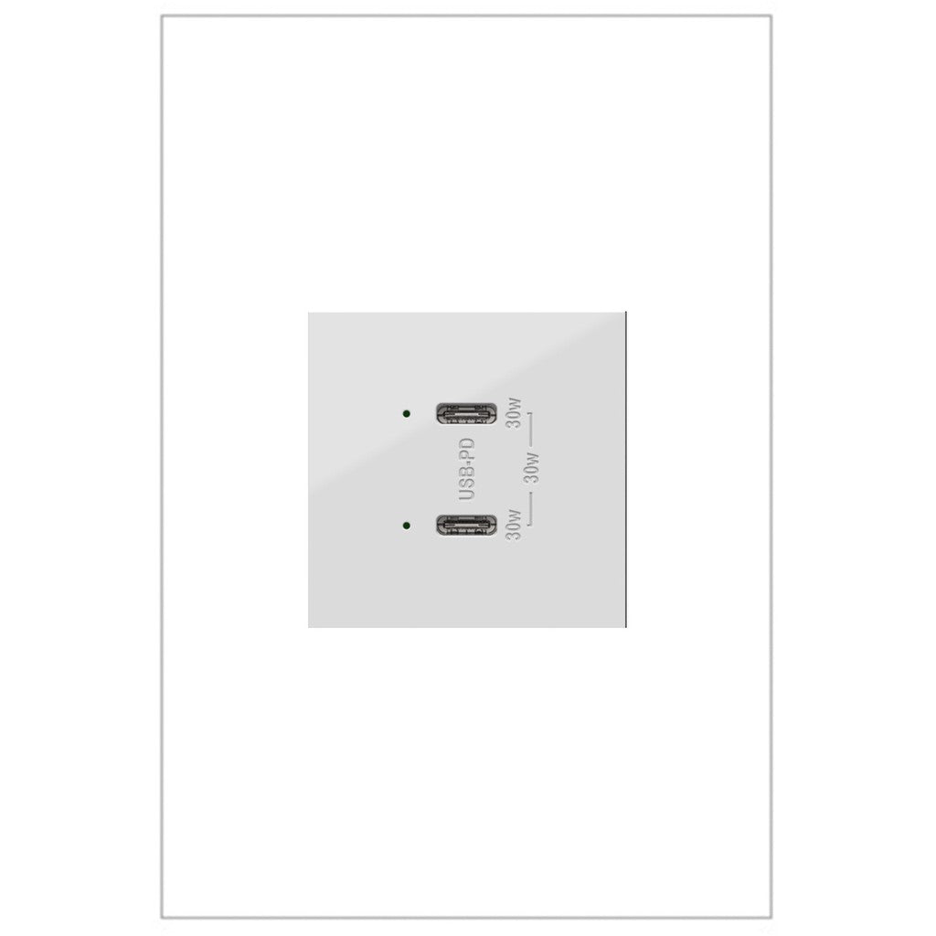 Legrand - ARUSB30PDW4 - Plus Power Delivery USB Type-C/C Outlet Module - Adorne - White