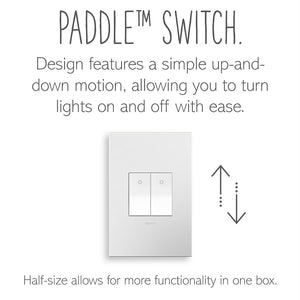 Legrand - ASPD1531W277 - 227V Paddle Switch, Half-Size with Microban - adorne - White