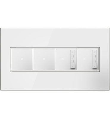 Legrand - AWM4GMWW4 - Four-Gang Screwless Wall Plate - adorne - Mirror White