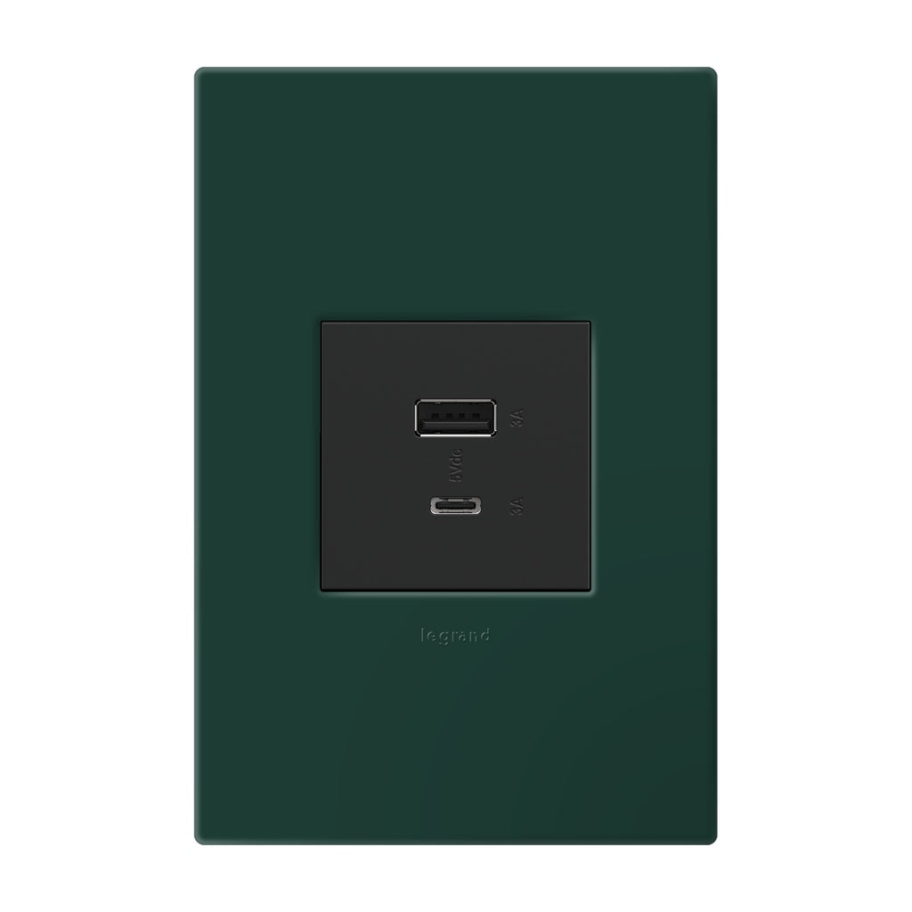 Legrand - AWP1G2EG - One-Gang-Plus Screwless Wall Plate with Microban - adorne - Evergreen