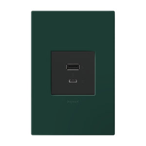 Legrand - AWP1G2EG - One-Gang-Plus Screwless Wall Plate with Microban - adorne - Evergreen