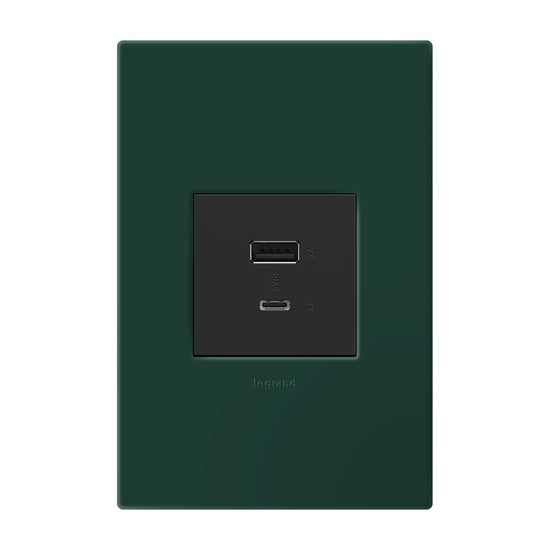 Legrand - AWP1G2EG - One-Gang-Plus Screwless Wall Plate with Microban - adorne - Evergreen