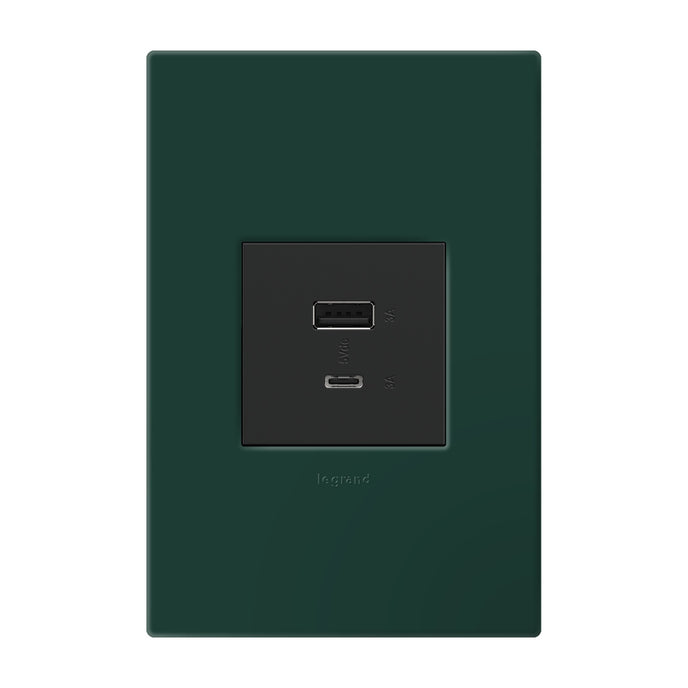 Legrand - AWP1G2EG - One-Gang-Plus Screwless Wall Plate with Microban - adorne - Evergreen