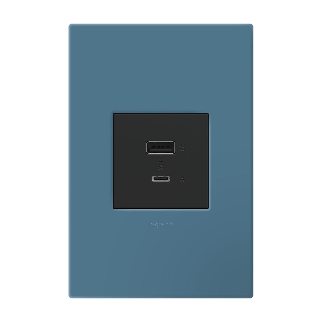 Legrand - AWP1G2MY - One-Gang-Plus Screwless Wall Plate with Microban - adorne - Mystic