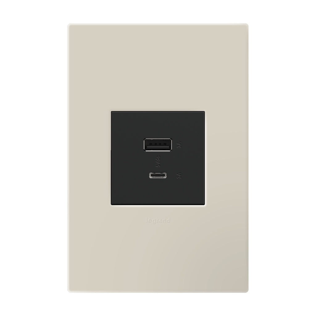 Legrand - AWP1G2OM - One-Gang-Plus Screwless Wall Plate with Microban - adorne - Oatmeal