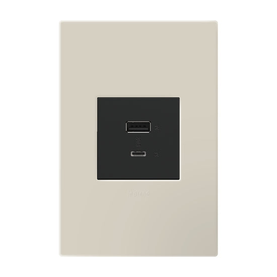 Legrand - AWP1G2OM - One-Gang-Plus Screwless Wall Plate with Microban - adorne - Oatmeal