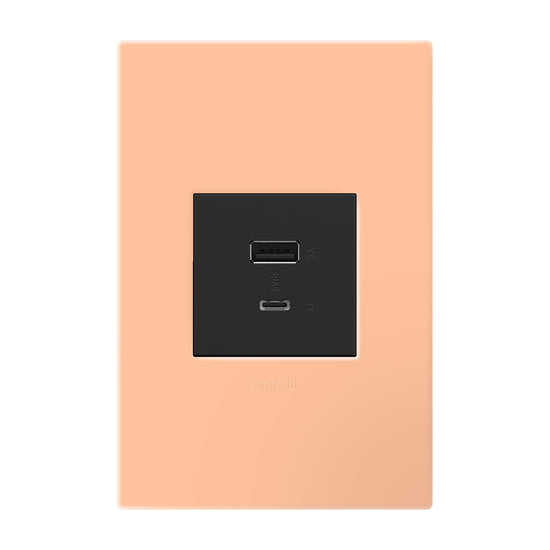 Legrand - AWP1G2PY - One-Gang-Plus Screwless Wall Plate with Microban - adorne - Peachy