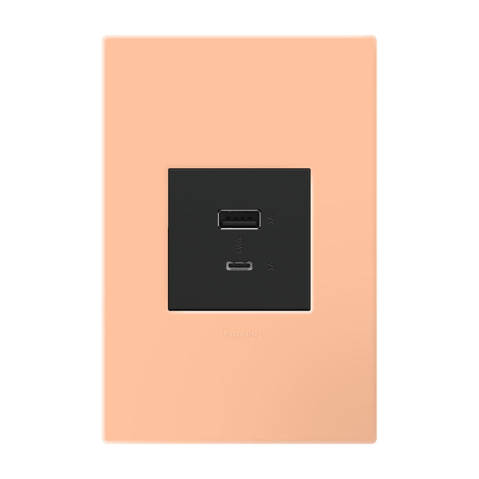 Legrand - AWP1G2PY - One-Gang-Plus Screwless Wall Plate with Microban - adorne - Peachy