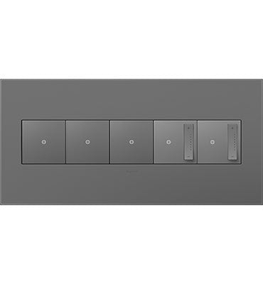 Legrand - AWP5GMG1 - Five-Gang Screwless Wall Plate with Microban - adorne - Magnesium