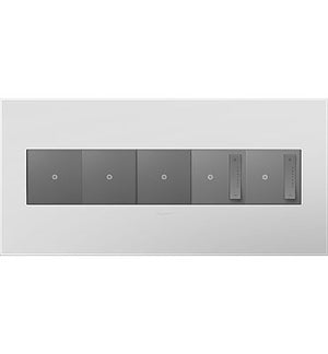 Legrand - AWP5GPW1 - Five-Gang Screwless Wall Plate with Microban - adorne - Powder White