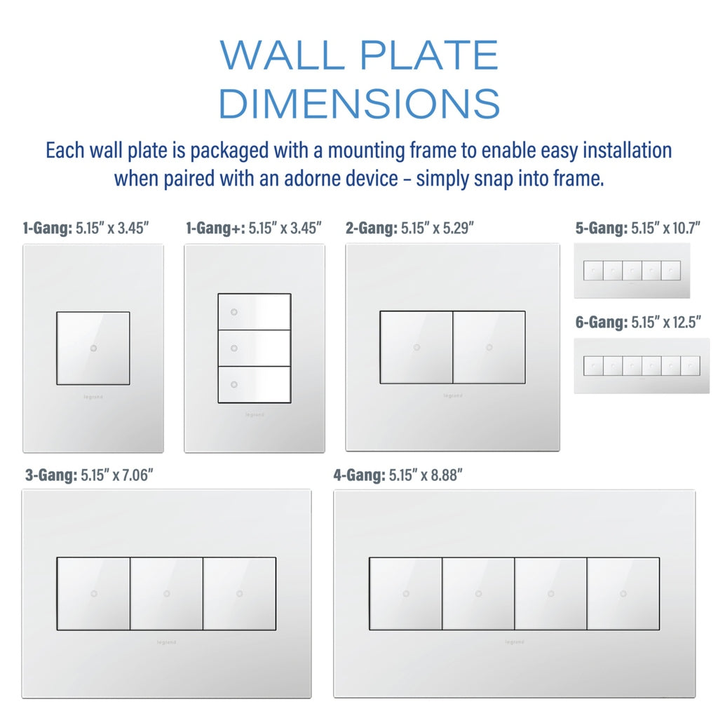 Legrand - AWP5GPY - Five-Gang Screwless Wall Plate with Microban - adorne - Peachy