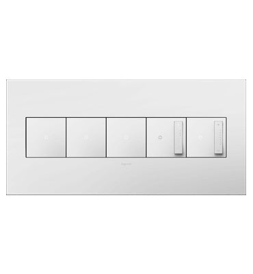 Legrand - AWP5GWH1 - Five-Gang Screwless Wall Plate with Microban - adorne - Gloss White