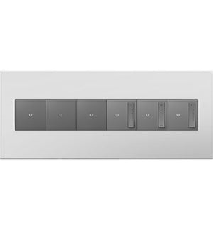 Legrand - AWP6GPW1 - Six-Gang Screwless Wall Plate with Microban - adorne - Powder White