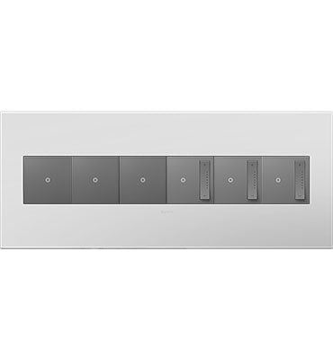 Legrand - AWP6GPW1 - Six-Gang Screwless Wall Plate with Microban - adorne - Powder White