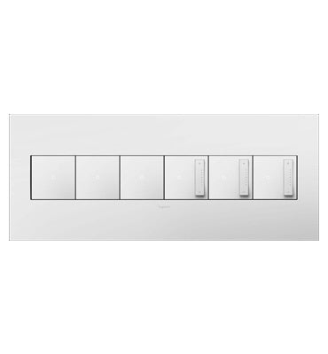Legrand - AWP6GWH1 - Six-Gang Screwless Wall Plate with Microban - adorne - Gloss White