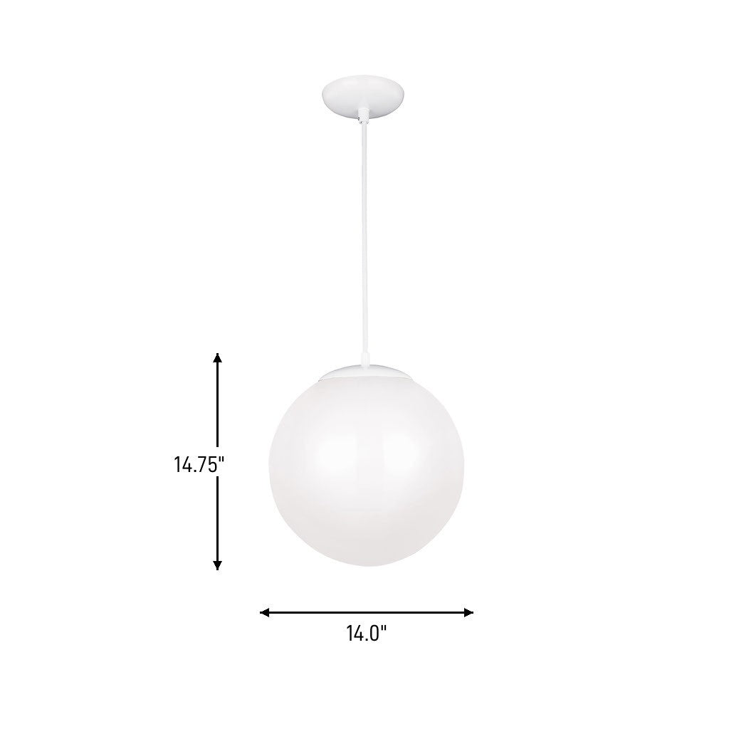 Visual Comfort Studio - 6024-15 - One Light Pendant - Leo - Hanging Globe - White
