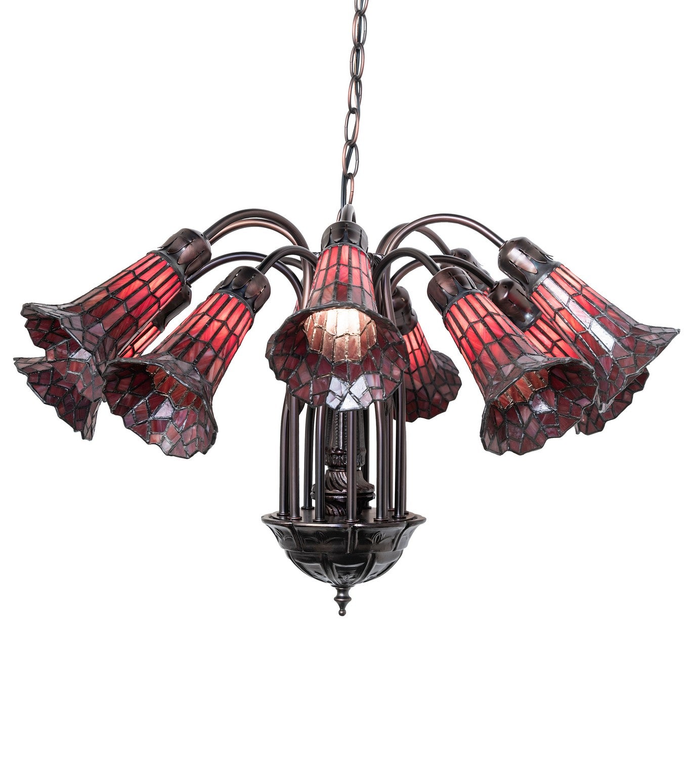 Meyda Tiffany - 251609 - 12 Light Chandelier - Stained Glass Pond Lily - Mahogany Bronze