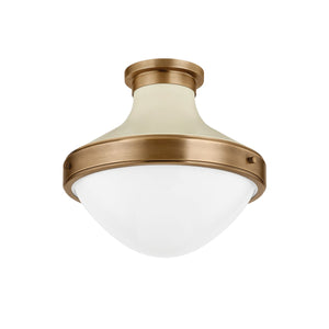 Troy Lighting - C3113-PBR/SSD - One Light Flush Mount - Maxton - Patina Brass And Soft Sand