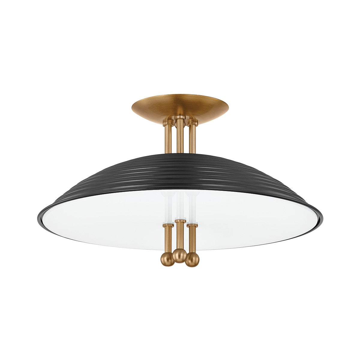 Troy Lighting - C4416-PBR/SBK - Three Light Semi Flush Mount - Larkin - Patina Brass/Soft Black