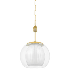 Hudson Valley - 7317-AGB - One Light Pendant - Clementon - Aged Brass