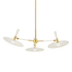 Mitzi - H906803-AGB/SCR - Three Light Chandelier - Milena - Aged Brass/Soft Cream