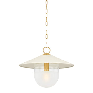 Mitzi - H926701S-AGB/SCR - One Light Pendant - Ressi - Aged Brass/Soft Cream