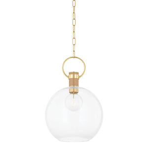 Mitzi - H933701L-AGB - One Light Pendant - Catrine - Aged Brass