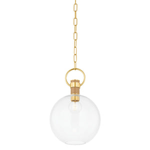 Mitzi - H933701S-AGB - One Light Pendant - Catrine - Aged Brass