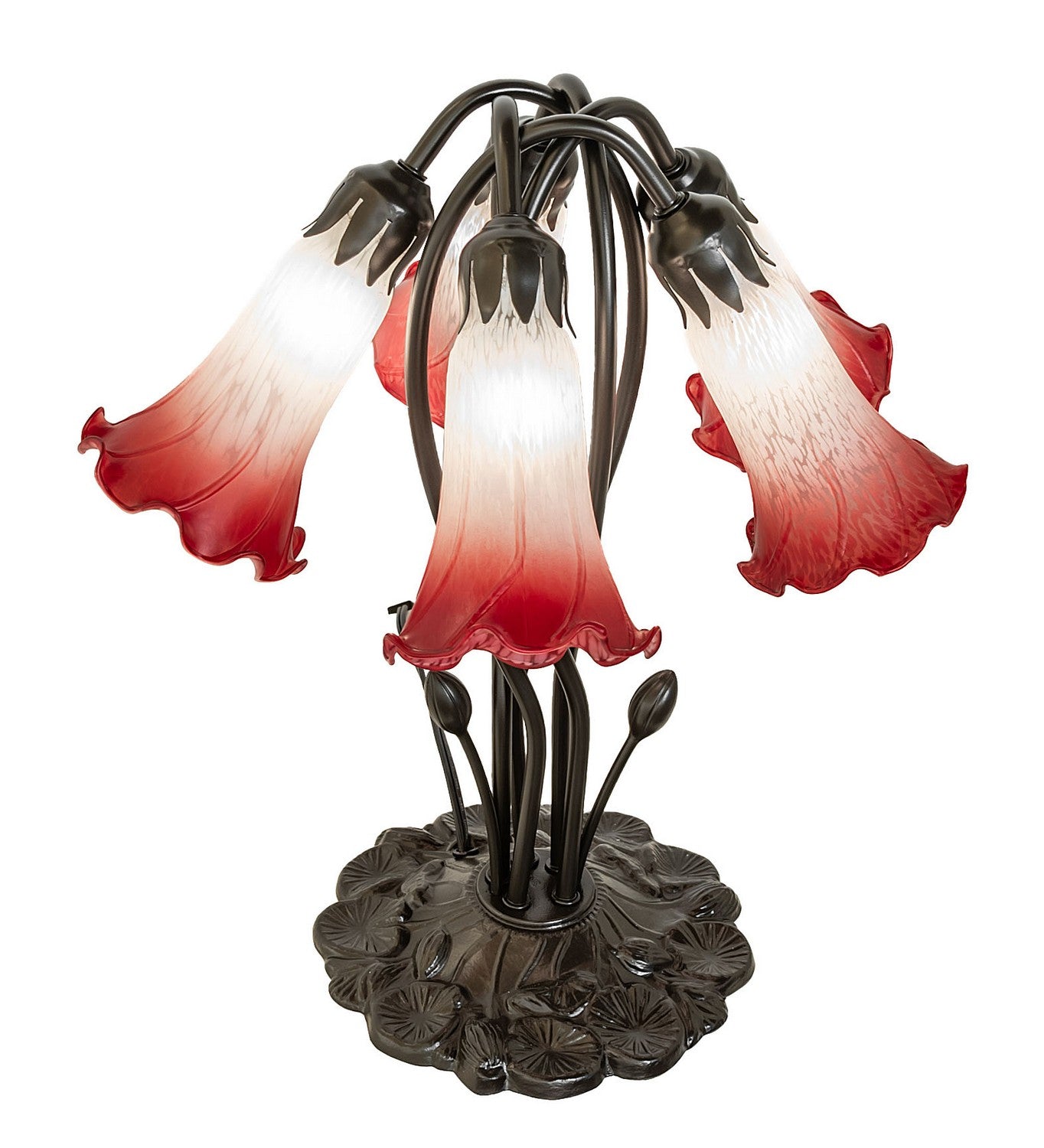 Meyda Tiffany - 262217 - Five Light Table Lamp - Pink/White - Mahogany Bronze