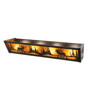 Meyda Tiffany - 270092 - Four Light Vanity - Elk At Lake - Textured Black