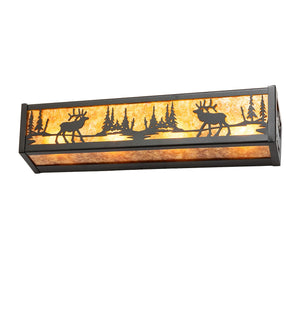 Meyda Tiffany - 270092 - Four Light Vanity - Elk At Lake - Textured Black