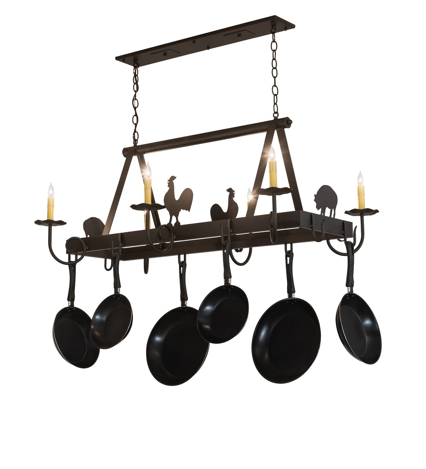 Meyda Tiffany - 272237 - Six Light Pot Rack - Barn Animals - Oil Rubbed Bronze