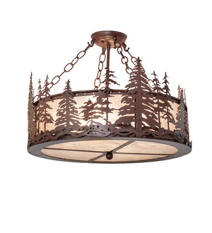 Meyda Tiffany - 274528 - Four Light Semi-Flushmount - Tall Pines - Rust