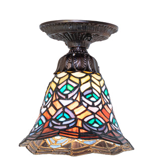 Meyda Tiffany - 276080 - One Light Flushmount - Tiffany Peacock Feather