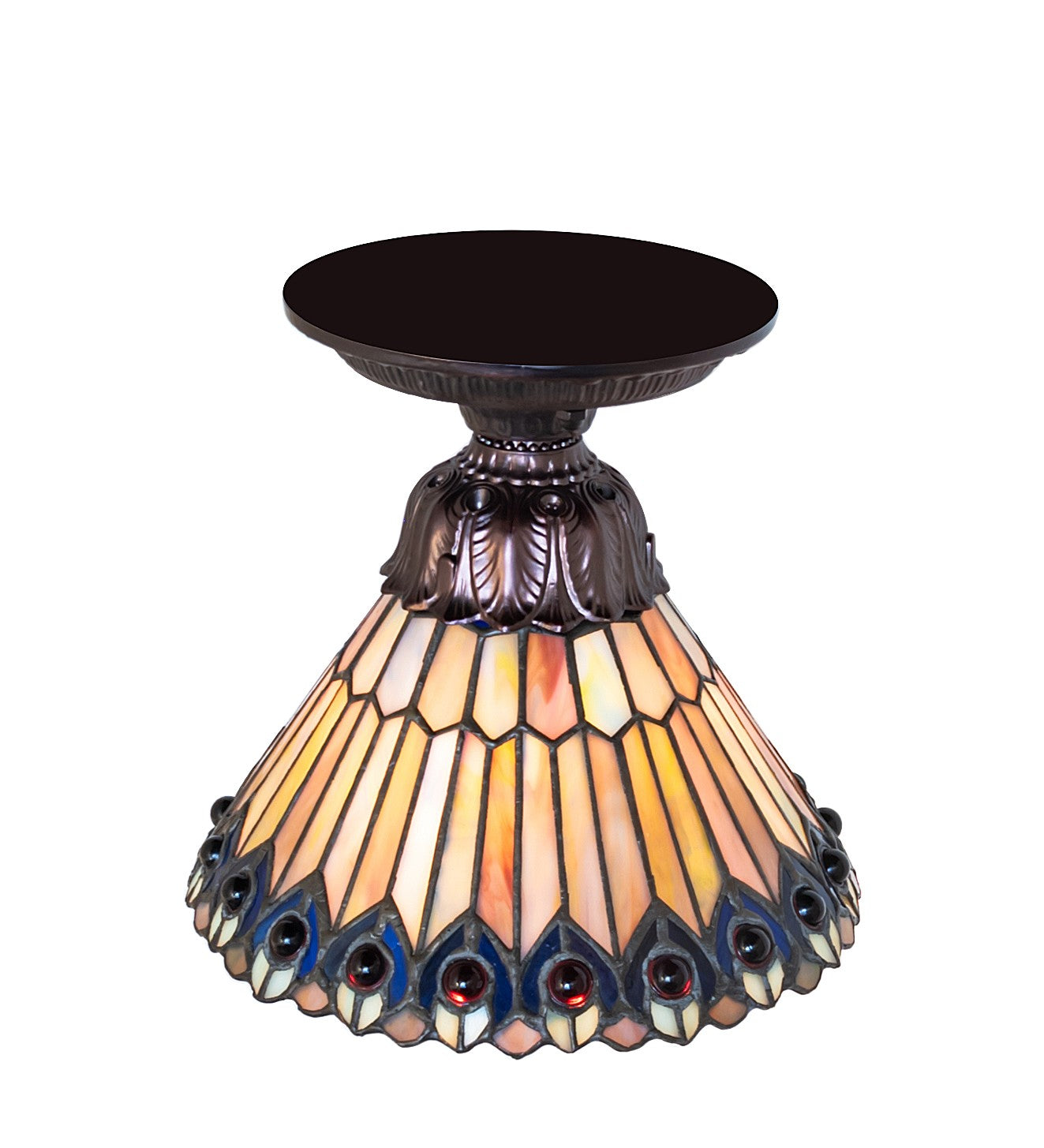 Meyda Tiffany - 276084 - One Light Flushmount - Tiffany Jeweled Peacock