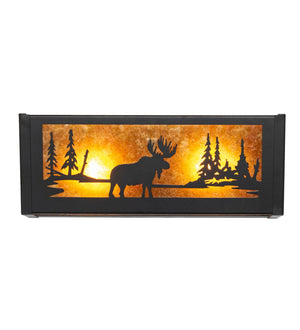 Meyda Tiffany - 270062 - Two Light Wall Sconce - Moose At Lake - Textured Black