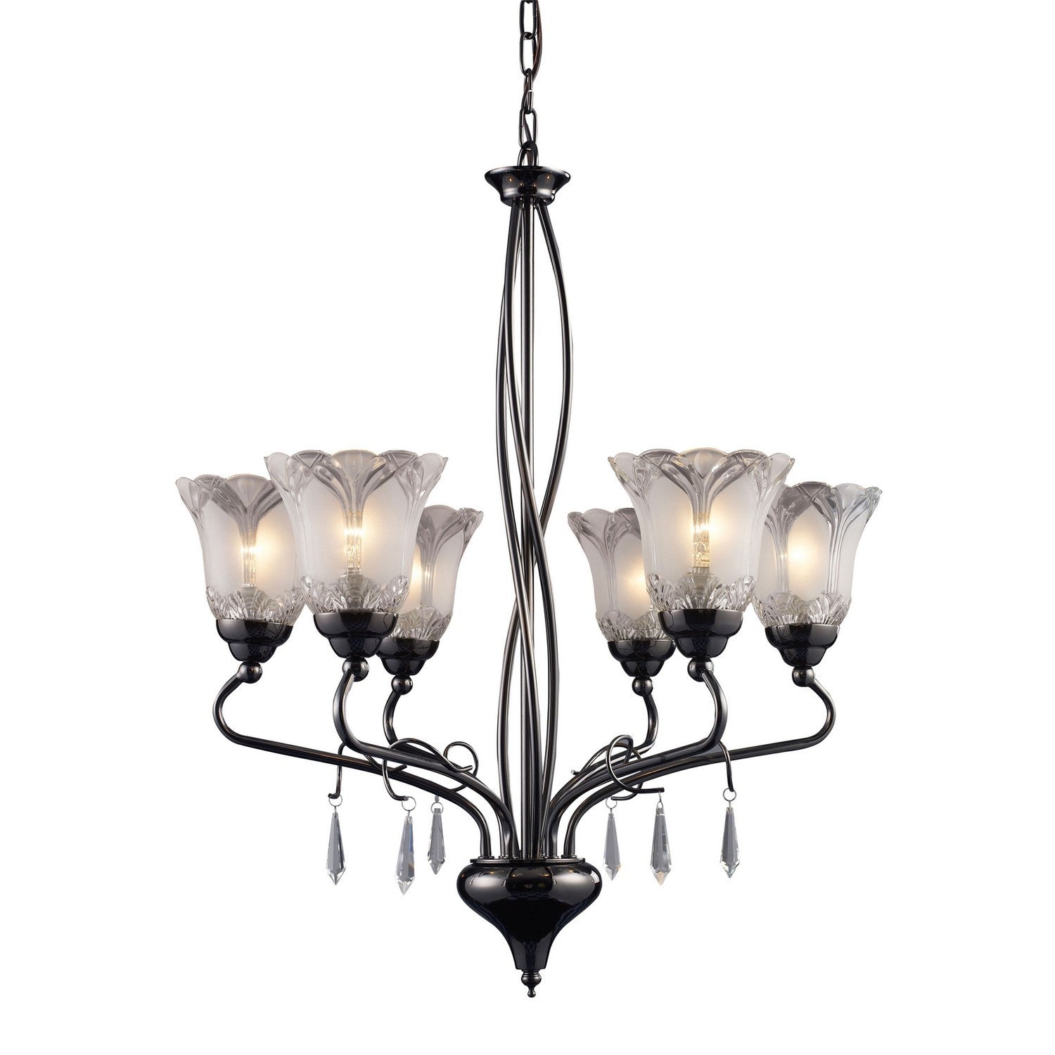 ELK Home - 08076-BKC - Six Light Chandelier - Nouveau - Black Chrome