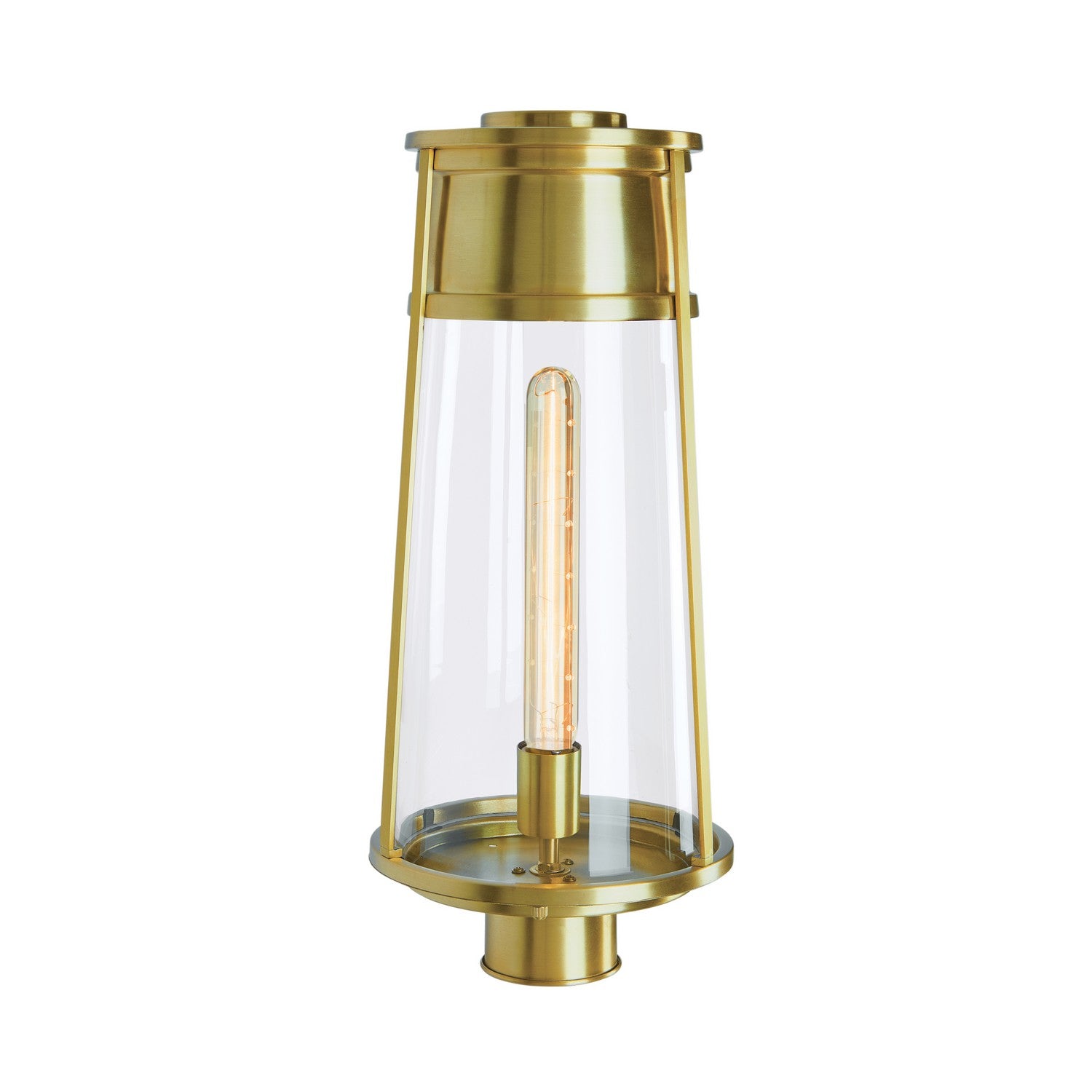 ELK Home - 1247-SB-CL - One Light Outdoor Post Lantern - Cone - Satin Brass