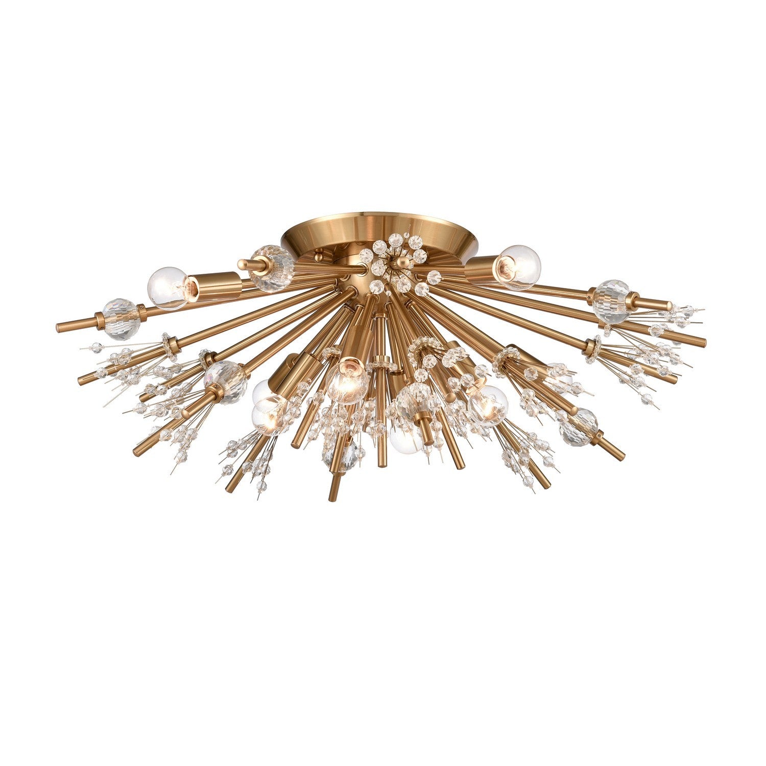 ELK Home - 12764/8 - Eight Light Semi Flush Mount - Starburst - Satin Brass