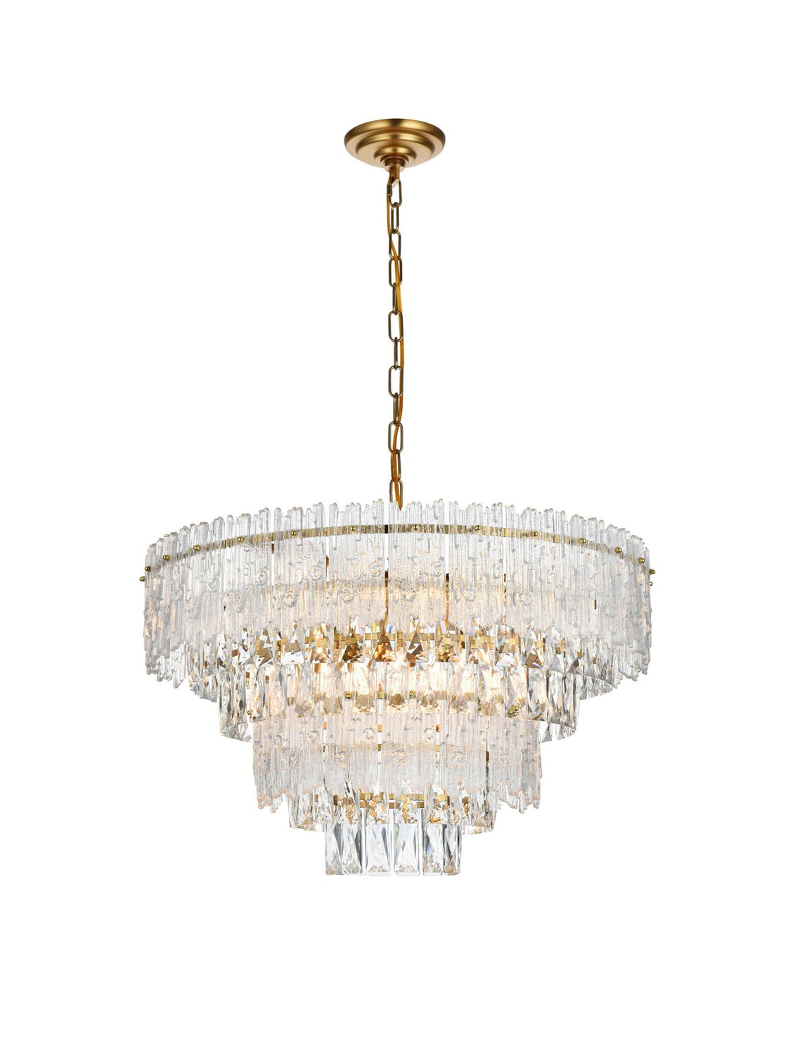 Elegant Lighting - 1780D25SG - Eight Light Chandelier - Emilia - Satin Gold and Clear