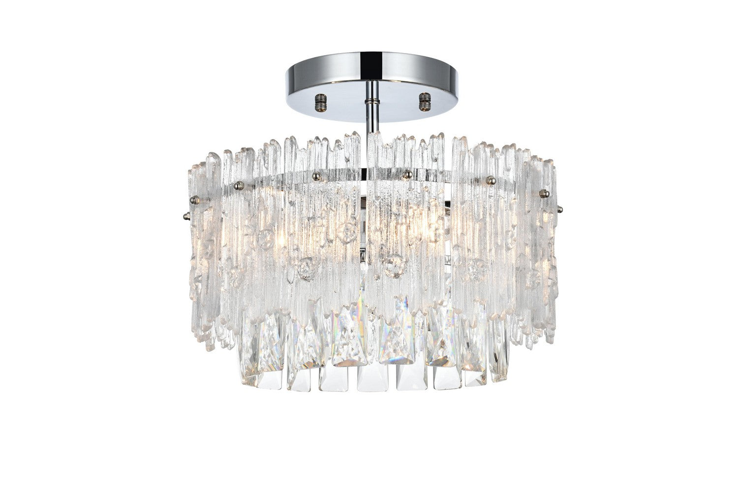 Elegant Lighting - 1780F12C - Three Light Flush Mount - Emilia - Chrome And Clear