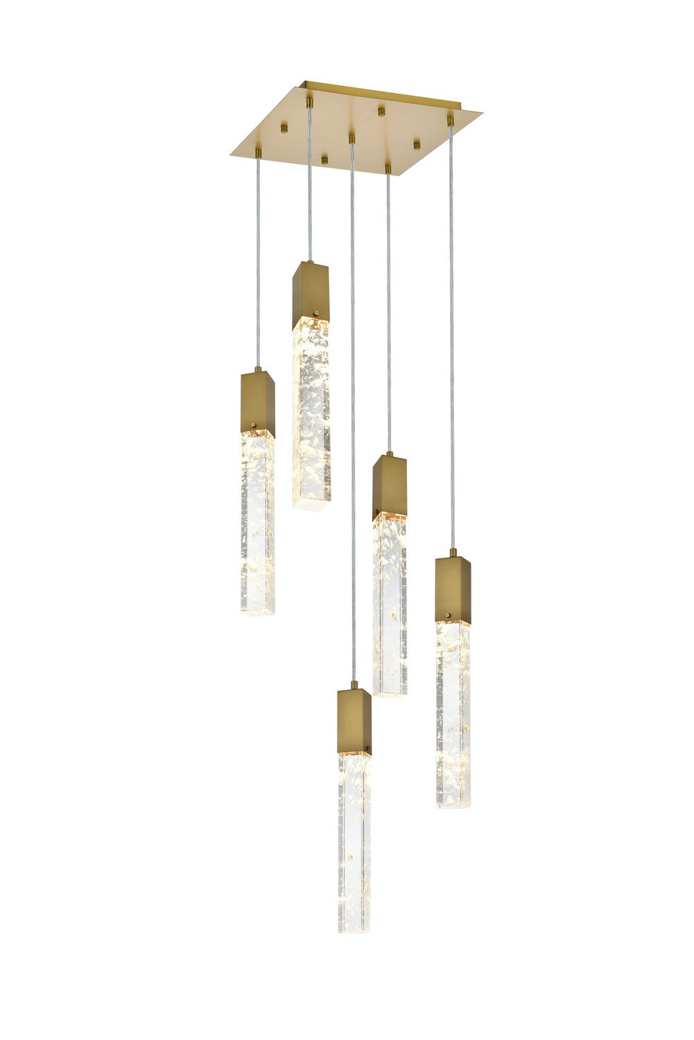 Elegant Lighting - 2088D16SG - Five Light Pendant - Aurora - Satin Gold and Clear