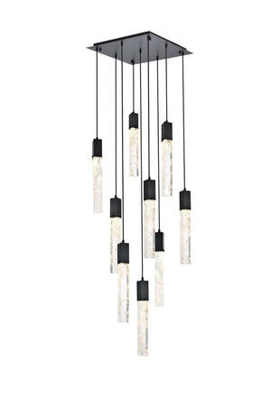 Elegant Lighting - 2088D20BK - Nine Light Pendant - Aurora - Black and Clear